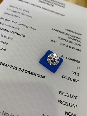 Купить 3.16CT H VS2 3EX Круглый разрез CVD Лаборатория Алмаз LG626434629 online manufacture