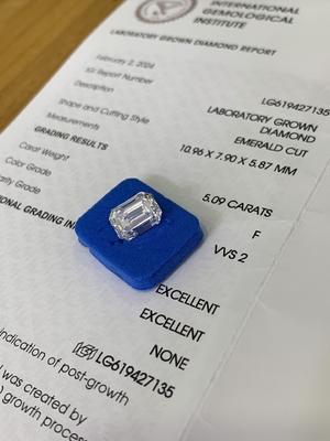 Купить Синтетический 5.09CT F VVS2 2EX CVD Лабораторный бриллиантовый изумрудный рез online manufacture