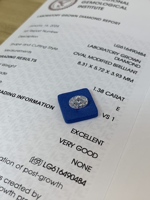 Купить 1.38ct Овальный рез лабораторный выращенный бриллиант CVD E VS1 EX VG N IGI сертифицированный online manufacture