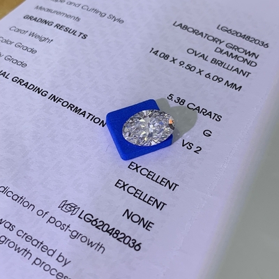 Купить 5.38ct Выросшие бриллиантовые бриллианты овальная резьба CVD G VS2 2EX N IGI LG620482036 online manufacture