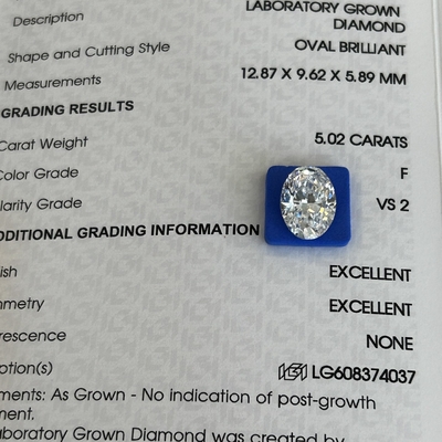 Купить 5.02ct VS2 F Искусственные бриллианты Лабораторные выращенные бриллианты Овальный рез online manufacture