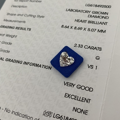 Купить 2.33ct Лабораторно выращенный бриллиант с разрезом сердца CVD G VS1 2EX N IGI Искусственные бриллианты online manufacture