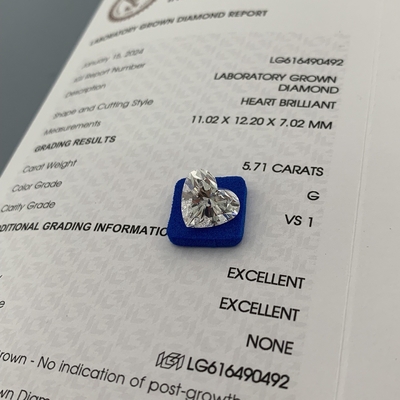 Купить 5.71 карат ВС1 G Лабораторные бриллианты Форма сердца OEM ODM online manufacture