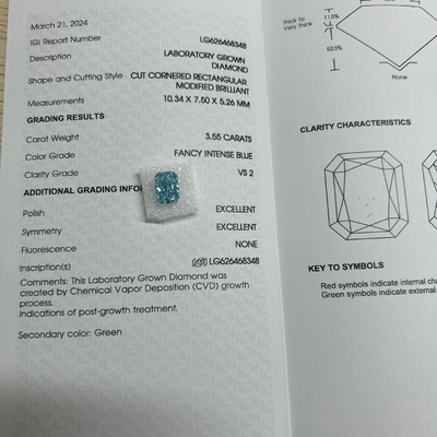 Купить 3.55ct VS2 Синтетический Синий Алмаз Лабораторно выращенные Алмазы HPHT Фансийное Яркое Синее online manufacture