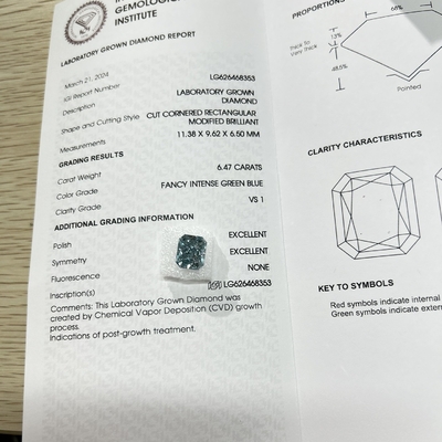 Купить VS1 6.47ct Лабораторно изготовленные синие бриллианты Лучезарная форма HPHT Лабораторные бриллианты online manufacture