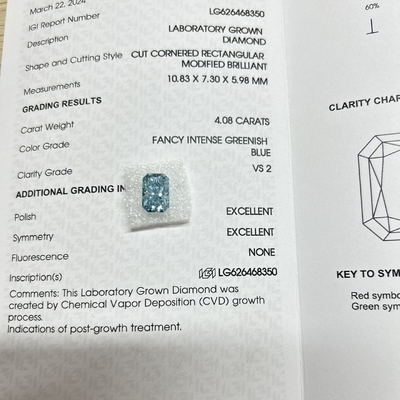Купить 4.08ct Синяя Лаборатория Алмазный Лучезарный Удаление CVD Фанси Зеленоватое Синее VS1 2EX N IGI online manufacture