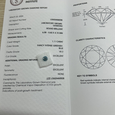 Купить Карат 1,11ct Прозрачность VS2 Лабораторная форма Голубой алмаз online manufacture