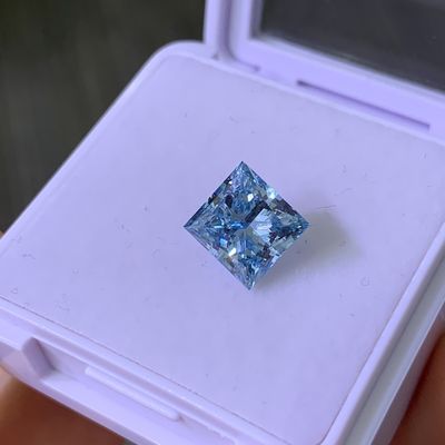 3.22CT Фанси Интенсивный Синий VS2 2EX CVD Лабораторный взрослый Бриллиантовый Принцесса Разрез
