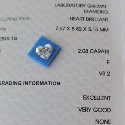 2.08ct CVD Сердечно-сосудистый, выращенный в лаборатории бриллиант VS2 F OEM ODM